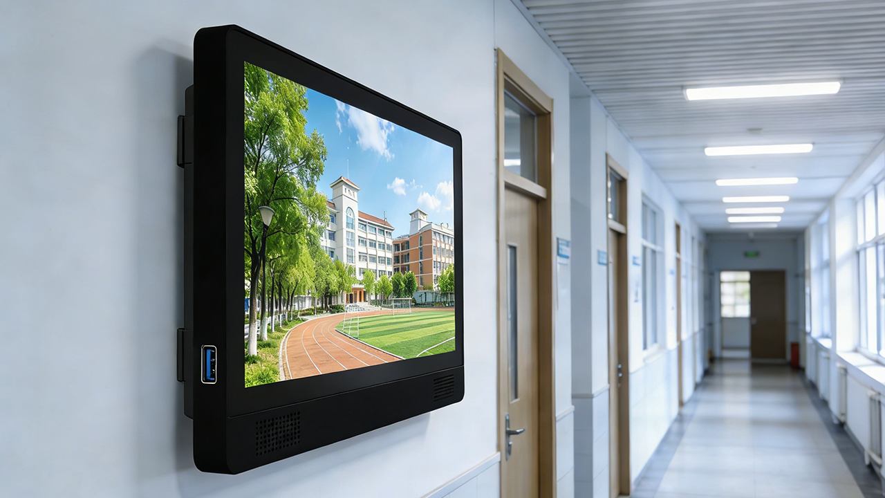 学校使用壁挂广告机的场景