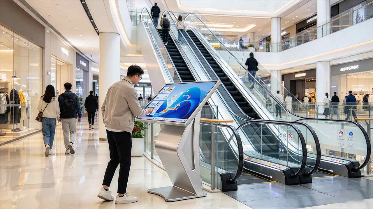 Qtenboard K型底座查询机：商场智能导览的可靠选择